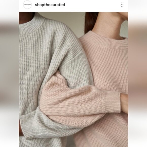 EUC The Curated Chunky Crew Cashmere Sweater Light Grey Size M!  VERY RARE!! - Picture 5 of 14